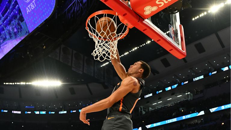 Aaron Gordon #00 of the Orlando Magic participates in the 2020 NBA All-Star - AT&T Slam Dunk on February 15, 2020 at the United Center in Chicago, Illinois. 