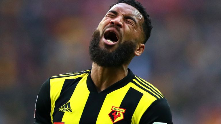 Adrian Mariappa celebrates Watford's FA Cup semi-final comeback win against Wolves in April 2019