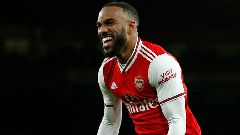 Alexandre Lacazette celebrates his goal against Newcastle