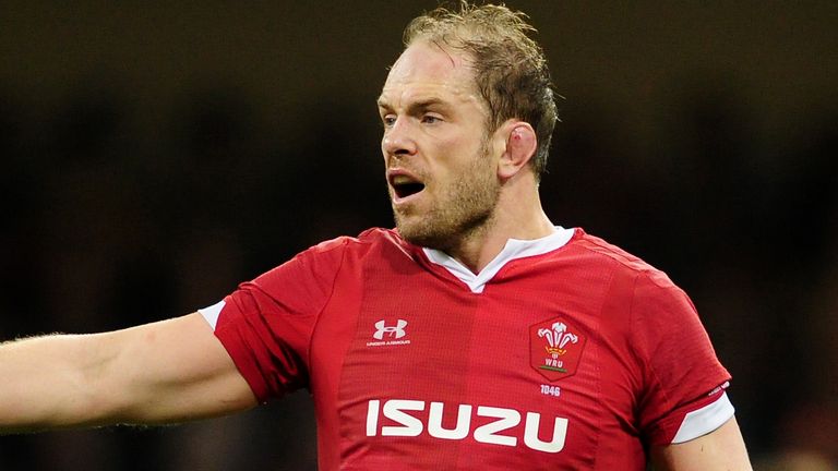 Alun Wyn Jones of Wales during the Six Nations Championship match against France at the Principality Stadium in Cardiff