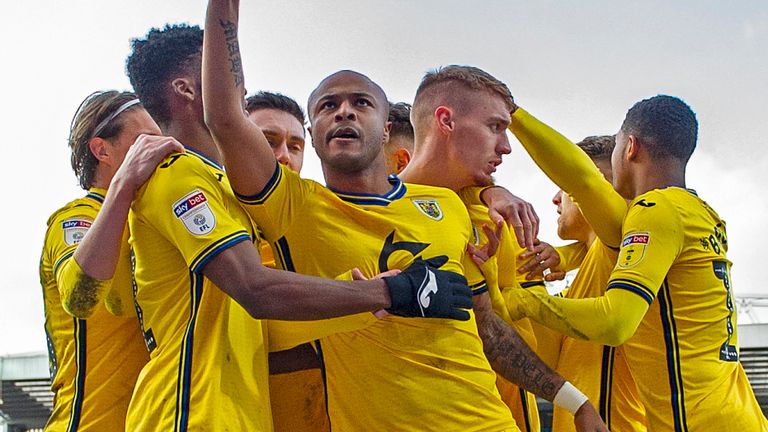 Andre Ayew celebrates after scoring to make it 2-1