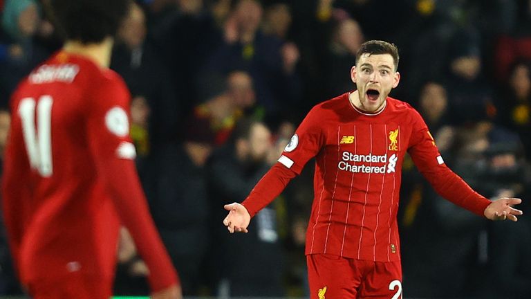 Andrew Robertson shows his frustration as Liverpool concede for a third time