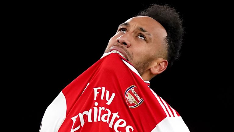 Pierre-Emerick Aubameyang shows his frustration