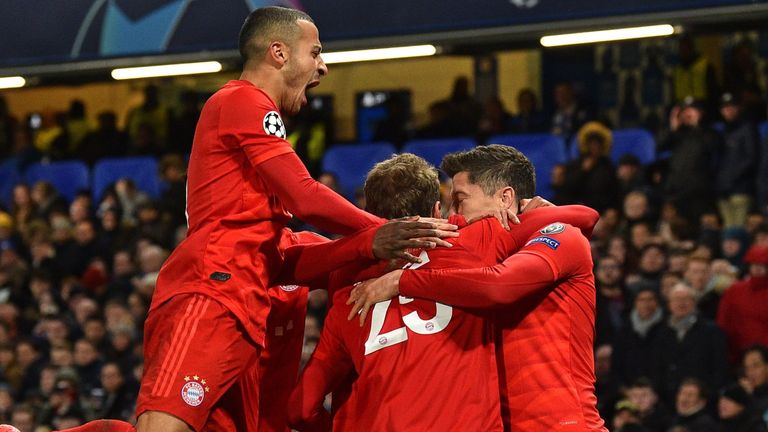 Bayern Munich celebrate Serge Gnabry's first goal