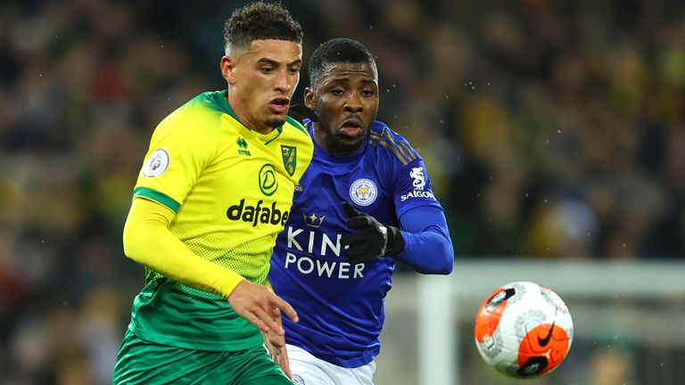 Ben Godfrey and Kelechi Iheanacho battle for possession