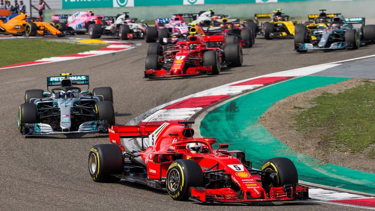 Start during the Formula One Grand Prix of China at Shanghai International Circuit on April 15, 2018 in Shanghai, China.
