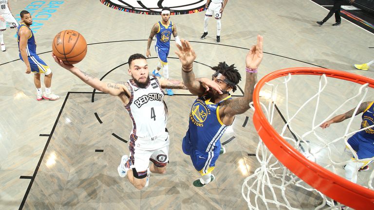 Chris Chiozza of the Brooklyn Nets shoots the ball against the Golden State Warriors