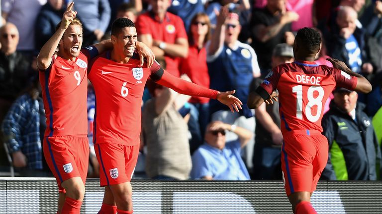 during the FIFA 2018 World Cup Qualifier between Scotland and England at Hampden Park National Stadium on June 10, 2017 in Glasgow, Scotland.