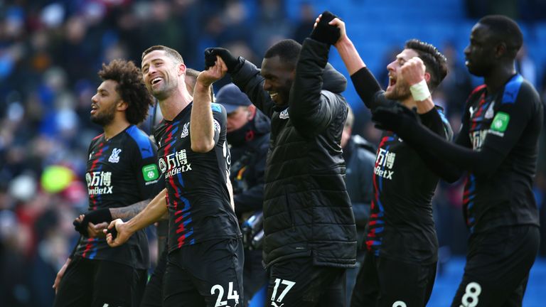 Crystal Palace celebrate their victory over Crystal Palace