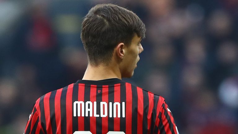 during the Serie A match between AC Milan and Hellas Verona at Stadio Giuseppe Meazza on February 2, 2020 in Milan, Italy..