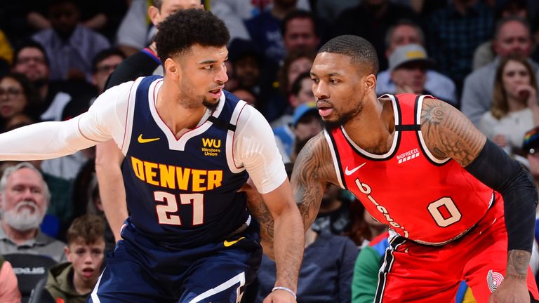 Jamal Murray backs down Damian Lillard