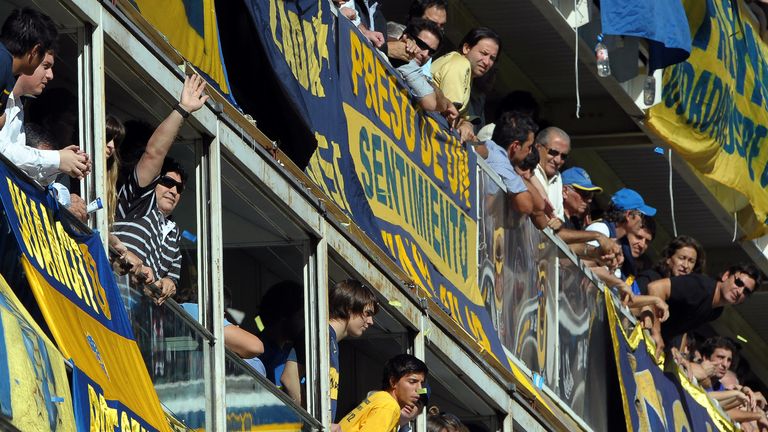 Diego Maradona in his box at Boca Juniors' Bombonera in 2010