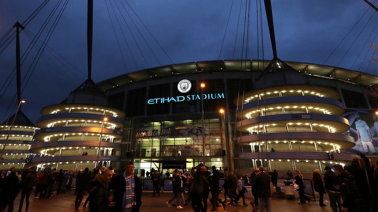 General view outside the stadium prior to the FA Cup Third Round match between Manchester City and Port Vale at Etihad Stadium on January 04, 2020 in Manchester, England.