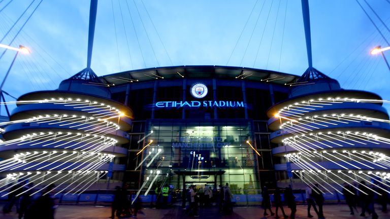 A general view outside of the stadium ahead of the Premier League match between Manchester City and Leicester City at Etihad Stadium on December 21, 2019 in Manchester, United Kingdom. 