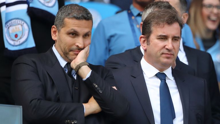 Manchester City chief executive Ferran Soriano (right) with chairman Khaldoon Al Mubarak