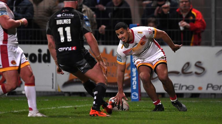 Fouad Yaha dots down for the Catalans' fifth try