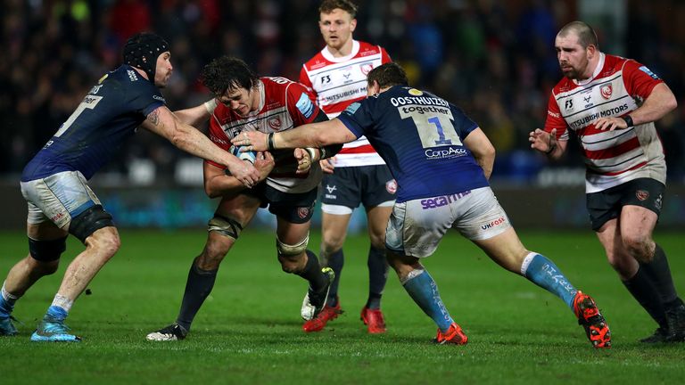 Franco Mostert carries for Gloucester