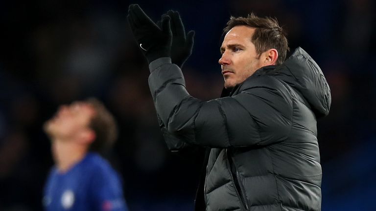 Frank Lampard applauds the fans after the game