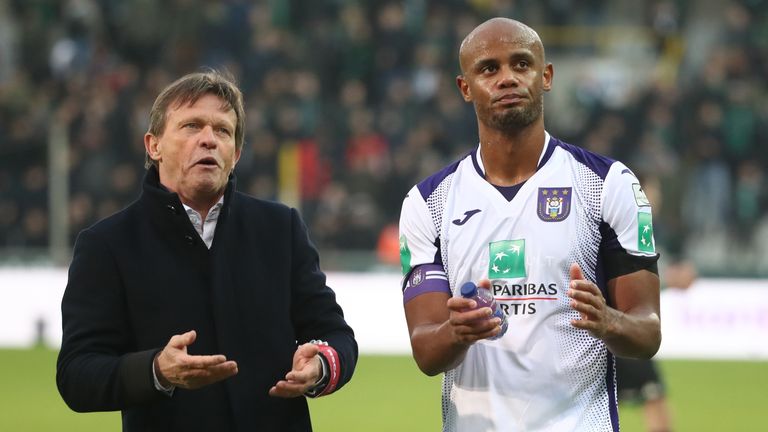 Anderlecht head coach Frank Vercauteren and Kompany following a recent game