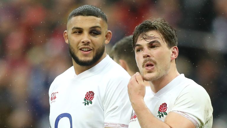 George Furbank of England looks dejected after conceding a try against France