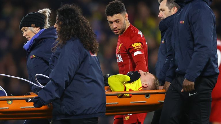 Gerard Deulofeu leaves the pitch on a stretcher after picking up an injury
