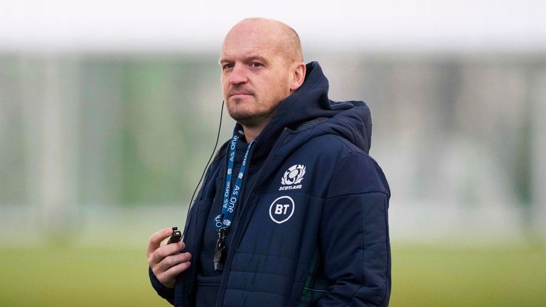 Scotland head coach Gregor Townsend  in training ahead of their Six Nations game with Italy in Rome
