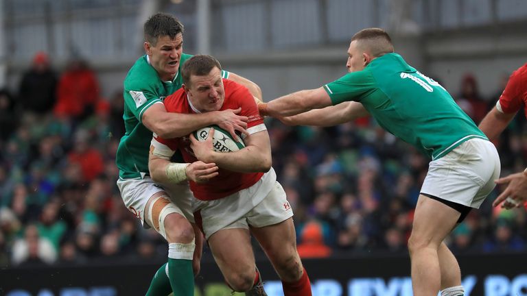 Hadleigh Parkes tries to get through the Ireland defence