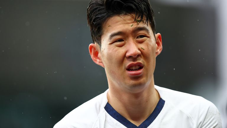 Heung-min Son during Spurs&#39; 3-2 win at Villa Park