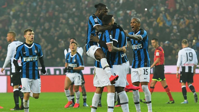 during the Serie A match between Udinese Calcio and  FC Internazionale at Stadio Friuli on February 2, 2020 in Udine, Italy.