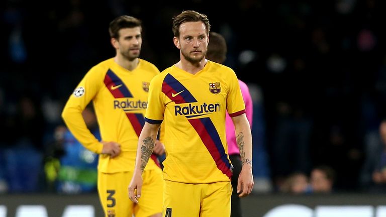 Ivan Rakitic responds to the first-half setback for Barcelona in Naples