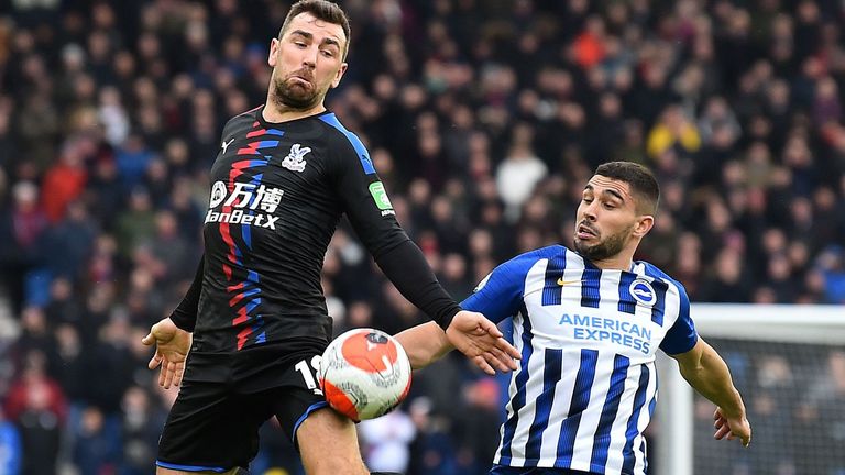 James McArthur and Neal Maupay in action at the Amex Stadium
