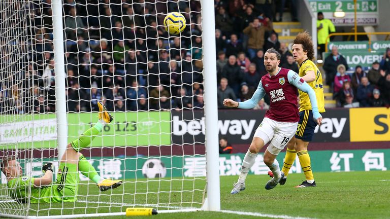 Rodriguez watches his shot from close range crashes off the underside of the crossbar