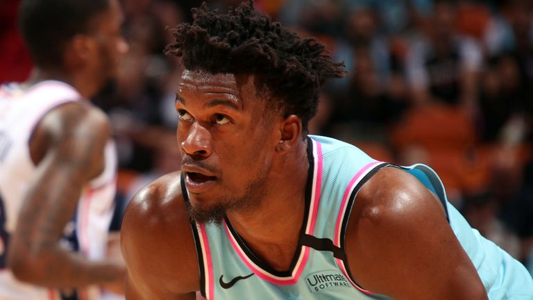 Jimmy Butler in action for the Miami Heat against the Philadelphia 76ers