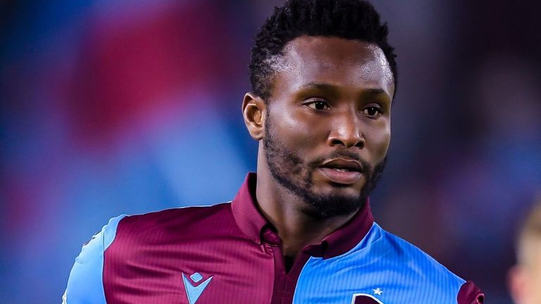 Trabzonspor's John Obi Mikel during the Turkish Super Lig match against Besiktas