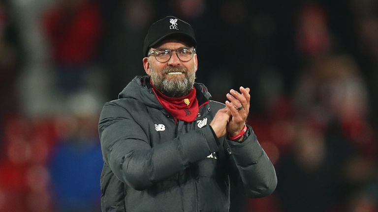 Klopp salutes the Kop after his side "squeezed" over the line on Monday