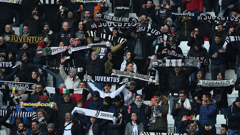 Fans of Juventus during the Serie A match between Juventus and Cagliari Calcio at Allianz Stadium on January 6, 2020 in Turin