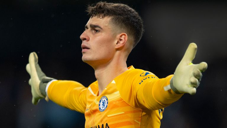 MANCHESTER, ENGLAND - NOVEMBER 23: Chelsea goalkeeper Kepa Arrizabalaga during the Premier League match between Manchester City and Chelsea FC at Etihad Stadium on November 23, 2019 in Manchester, United Kingdom. (Photo by Visionhaus) *** Local Caption *** Kepa Arrizabalaga
