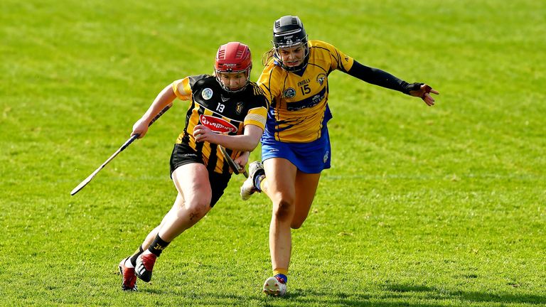 Katie Nolan of Kilkenny in action against Sinéad Conlon of Clare