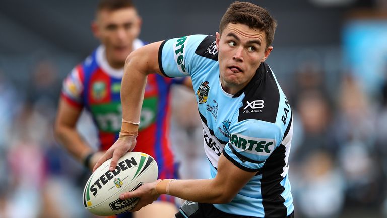 during the round 24 NRL match between the Cronulla Sharks and the Newcastle Knights at Southern Cross Group Stadium on August 26, 2018 in Sydney, Australia.