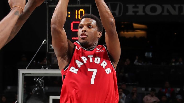Kyle Lowry firs from three-point range against the Nets
