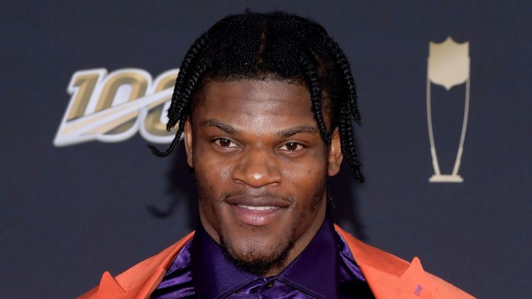 Lamar Jackson attends the 9th Annual NFL awards