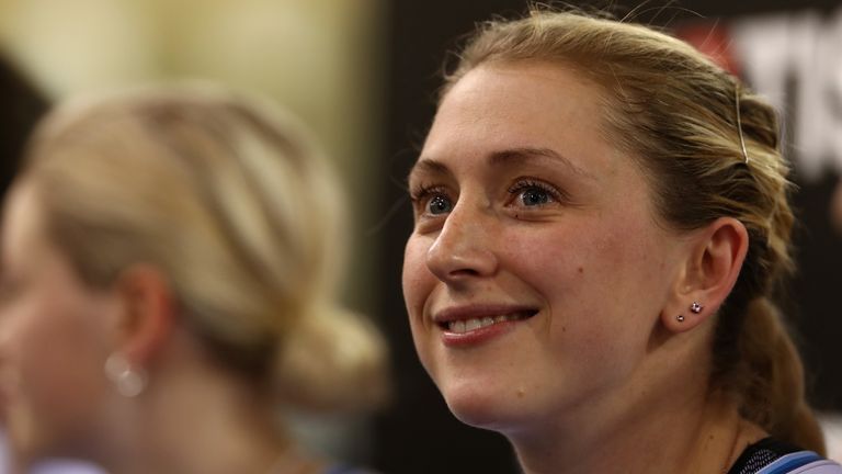 Britain's Laura Kenny finished fourth in the scratch race.