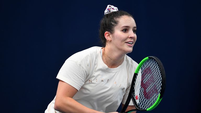 Laura Robson practised with Great Britain's Fed Cup team at Bath University