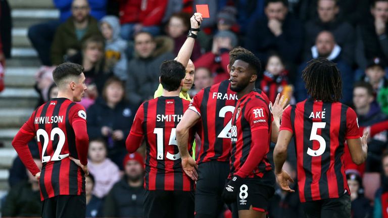 Jefferson Lerma was controversially sent off for a challenge on Jack Grealish, despite Bournemouth protests