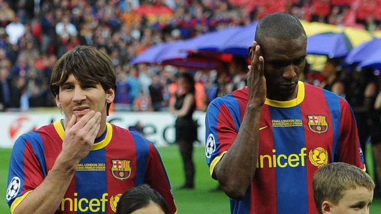 during the UEFA Champions League final between FC Barcelona and Manchester United FC at Wembley Stadium on May 28, 2011 in London, England.