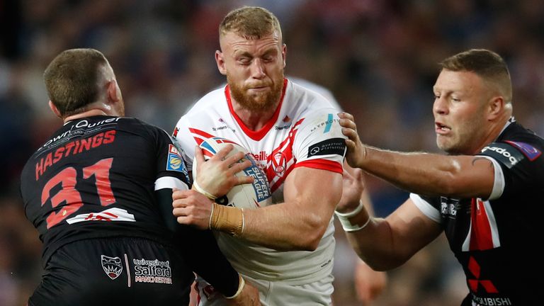 St Helens Luke Thompson in action during the Betfred Super League Grand Final