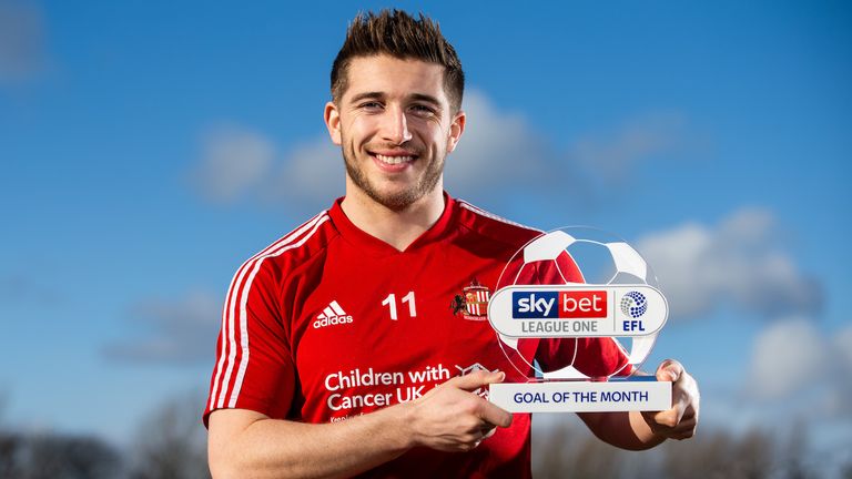 Lynden Gooch of Sunderland wins the Sky Bet League One Goal of the Month award - Mandatory by-line: Robbie Stephenson/JMP - 12/02/2020 - FOOTBALL - Academy of Light - Sunderland, England - Sky Bet Goal of the Month Award