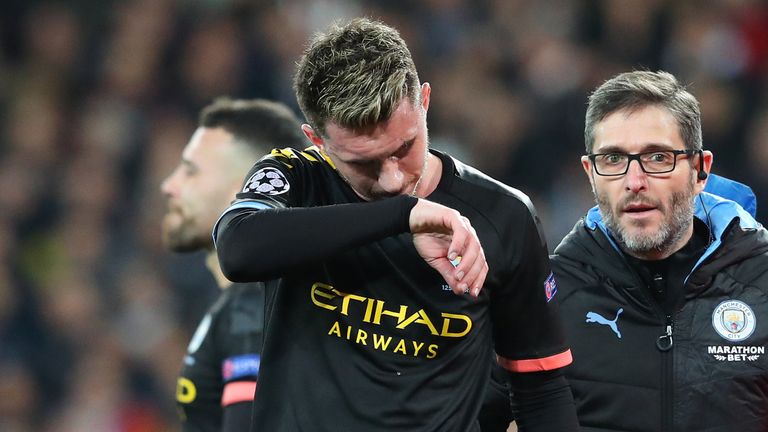 Aymeric Laporte limped out of Manchester City&#39;s last 16 Champions League clash at Real Madrid
