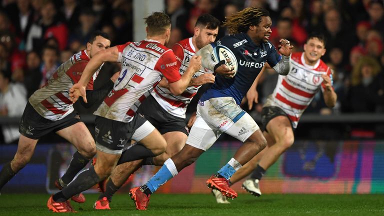 Marland Yarde scores a third try for Sale