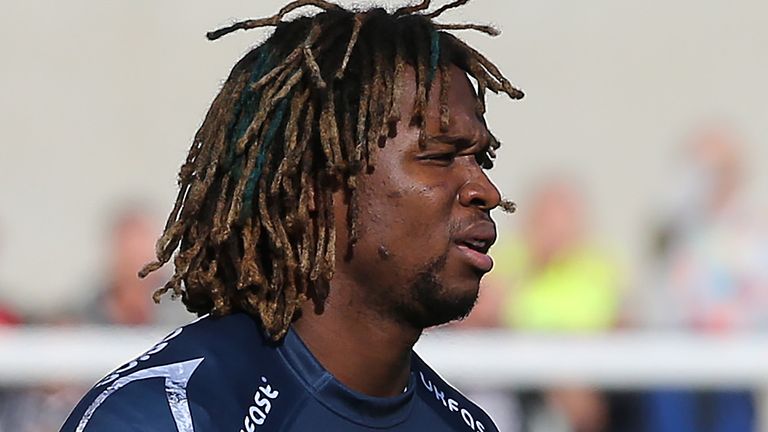 Marland Yarde of Sale Sharks during the Gallagher Premiership Rugby match between Sale Sharks and Newcastle Falcons at AJ Bell Stadium on October 6, 2018 in Salford, United Kingdom. 